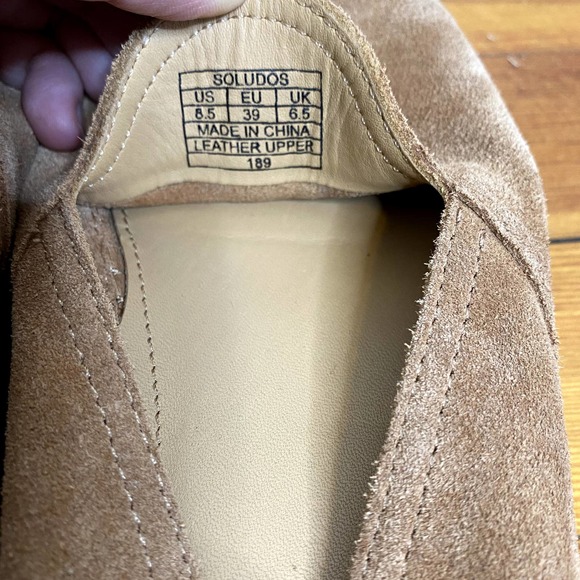 Soludos Tan Venetian Soft Cowhide Suede Slip On Round Toe Loafers - Picture 8 of 10